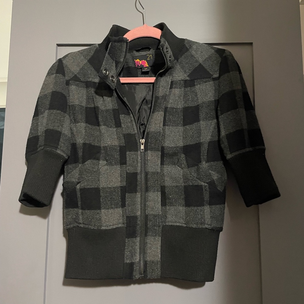 Short Sleeve Plaid Jacket
